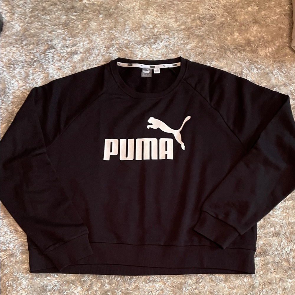 PUMA Black Crewneck Sweatshirt with White Logo